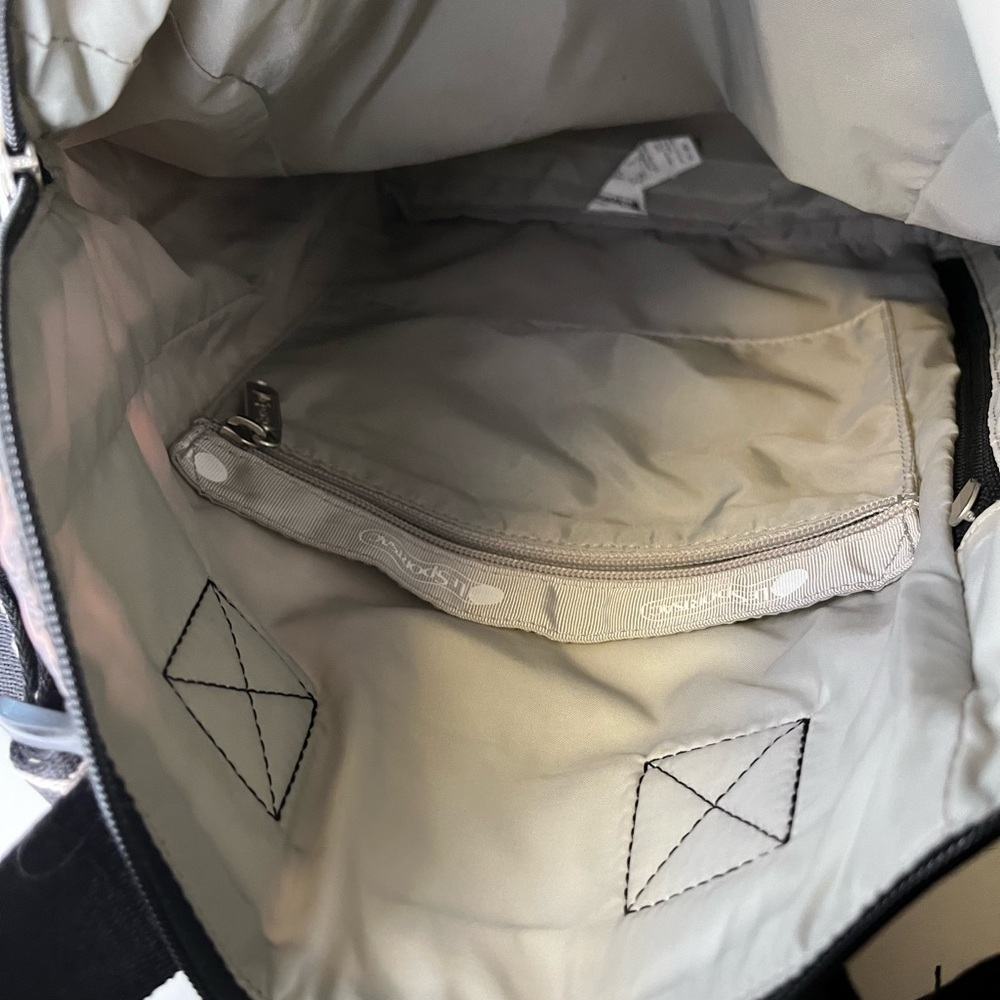 LeSportsac Heart Pattern Backpack - Black and Gray with red accents. - Picture 9 of 10